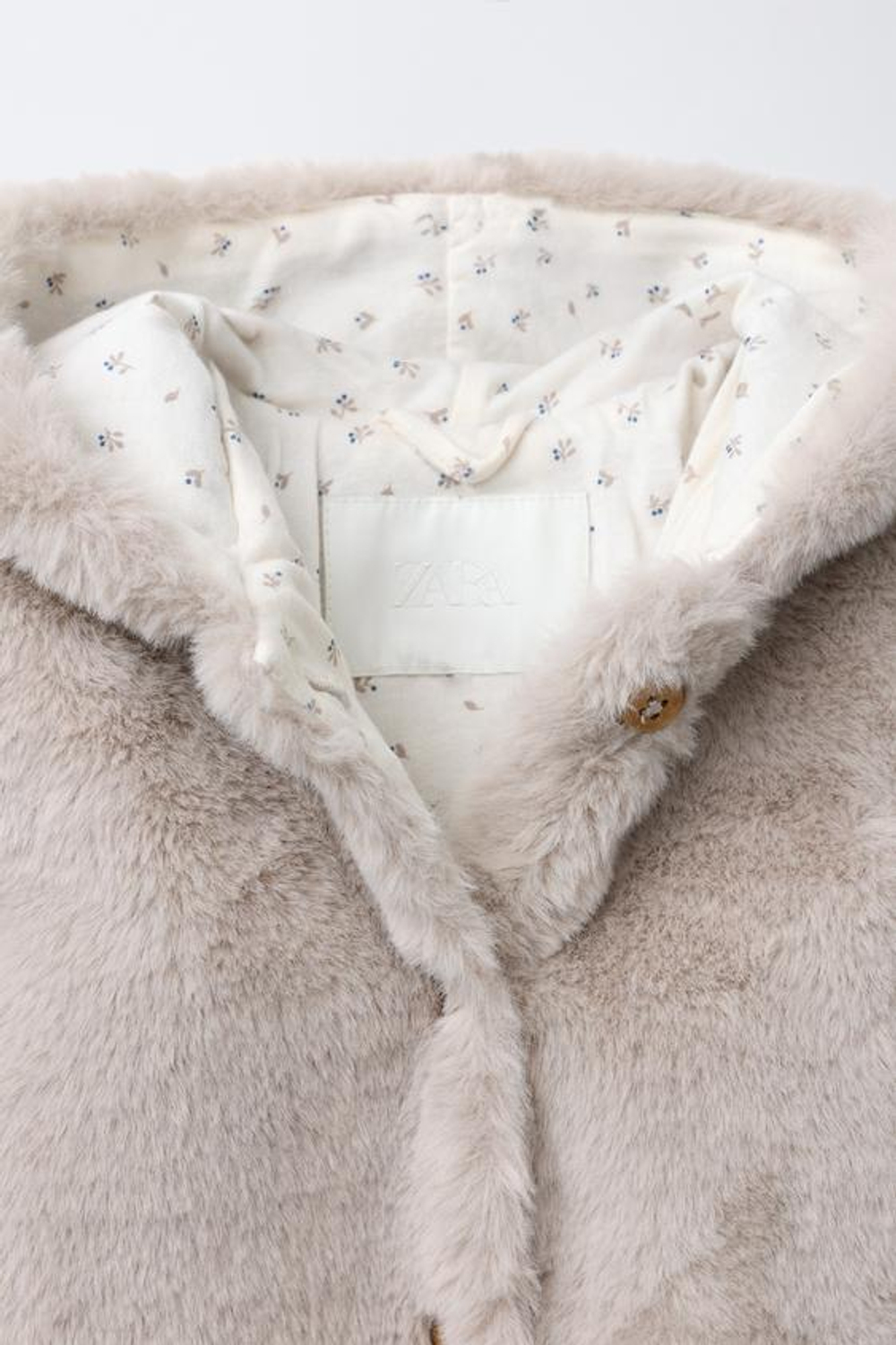 ZARA КОМБИНЕЗОН С КАПЮШОНОМ И ЭФФЕКТОМ МЕХА, БЕЖЕВЫЙ