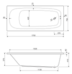 Ванна акриловая 170х75 Cezares ECO-170-75-41-W37