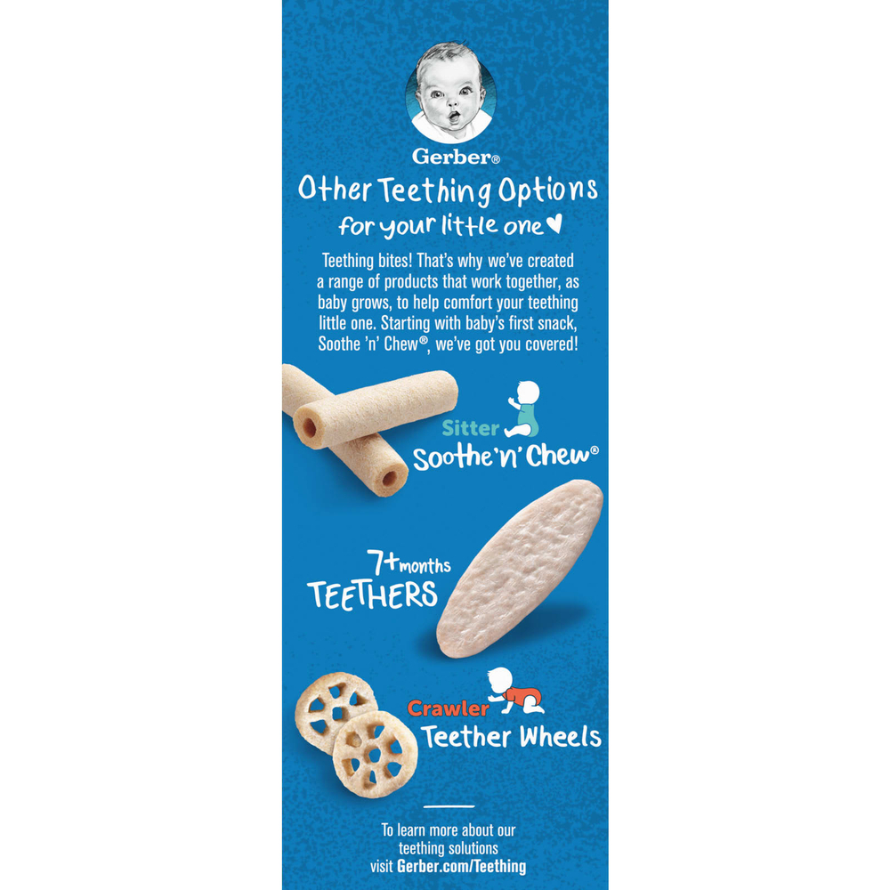 Gerber, Детские снеки, прорезыватели, вафли для защиты зубов, от 7 месяцев, клубника, яблоко и шпинат, 12 пакетиков по 2 шт. В индивидуальной упаковке, по 2 вафли