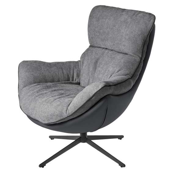 Кресло Hugo тёмно-серая экокожа, шенилл