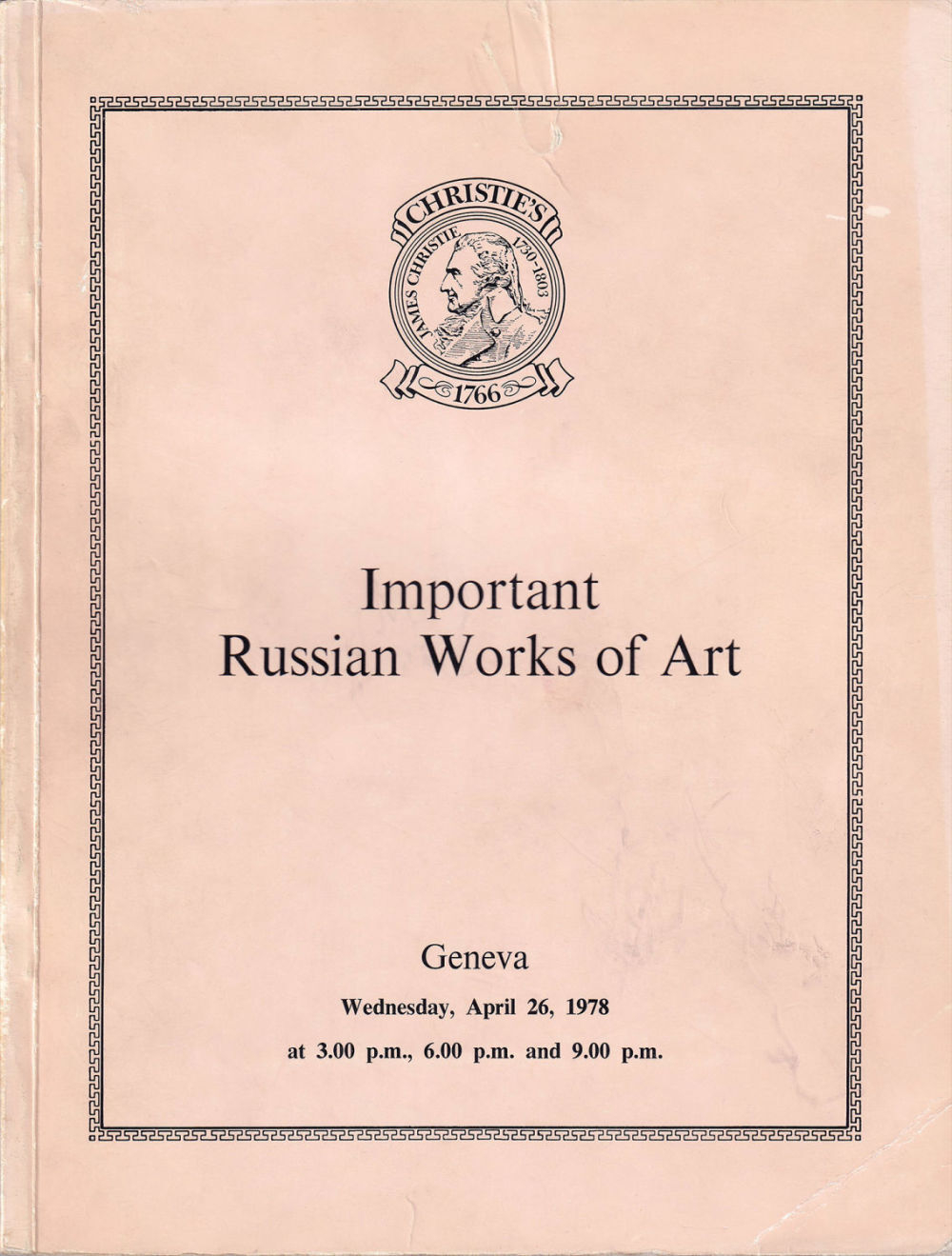 Каталог аукциона Christie's, Женева, Шедевры русского искусства от 26 апреля 1978 года