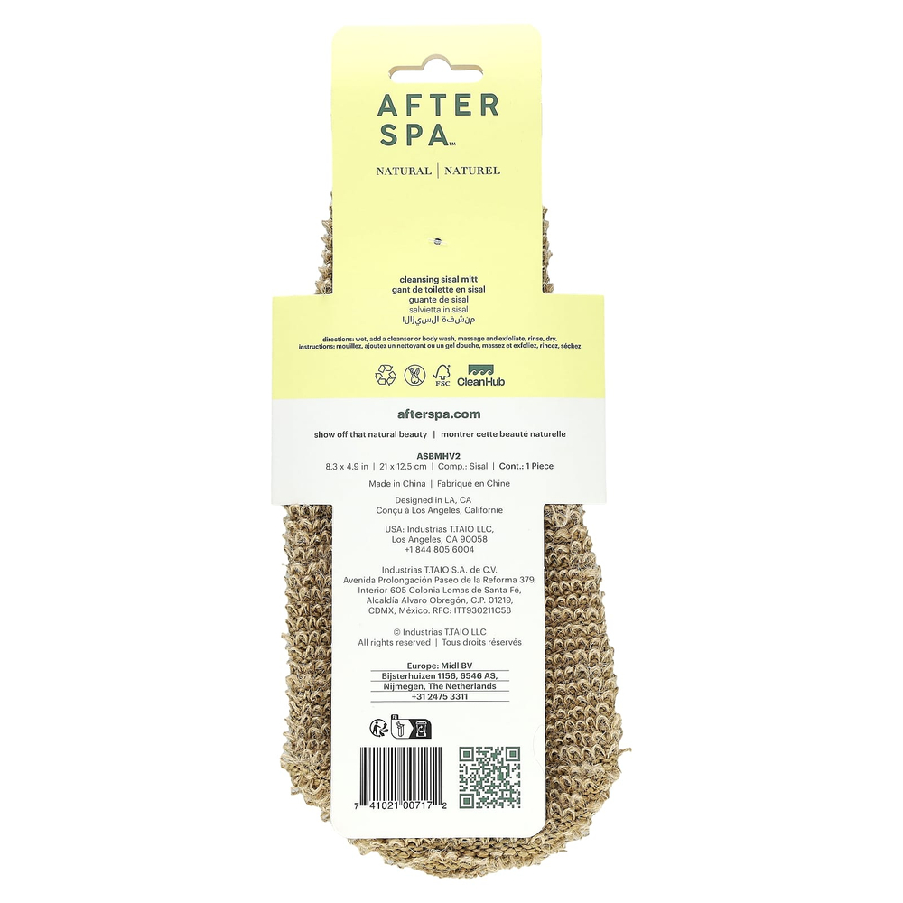 AfterSpa, Очищающие сизалевые рукавицы, 1 рукавицы