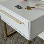Тумба прикроватная на ножках ROYAL 5201 эко (Белый-Золото-р.золото)