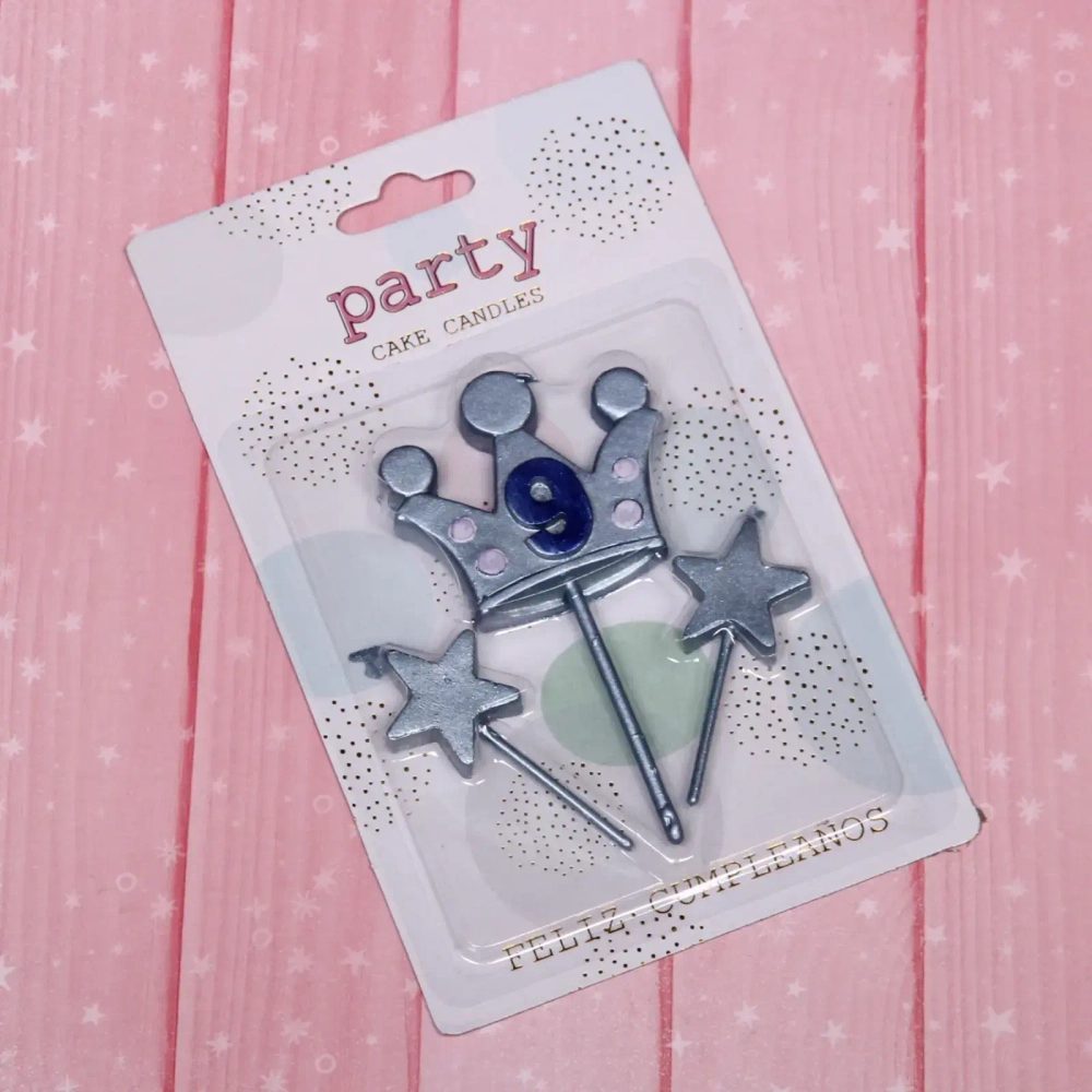 Свечи для торта Цифра Король желаний «9», голубой