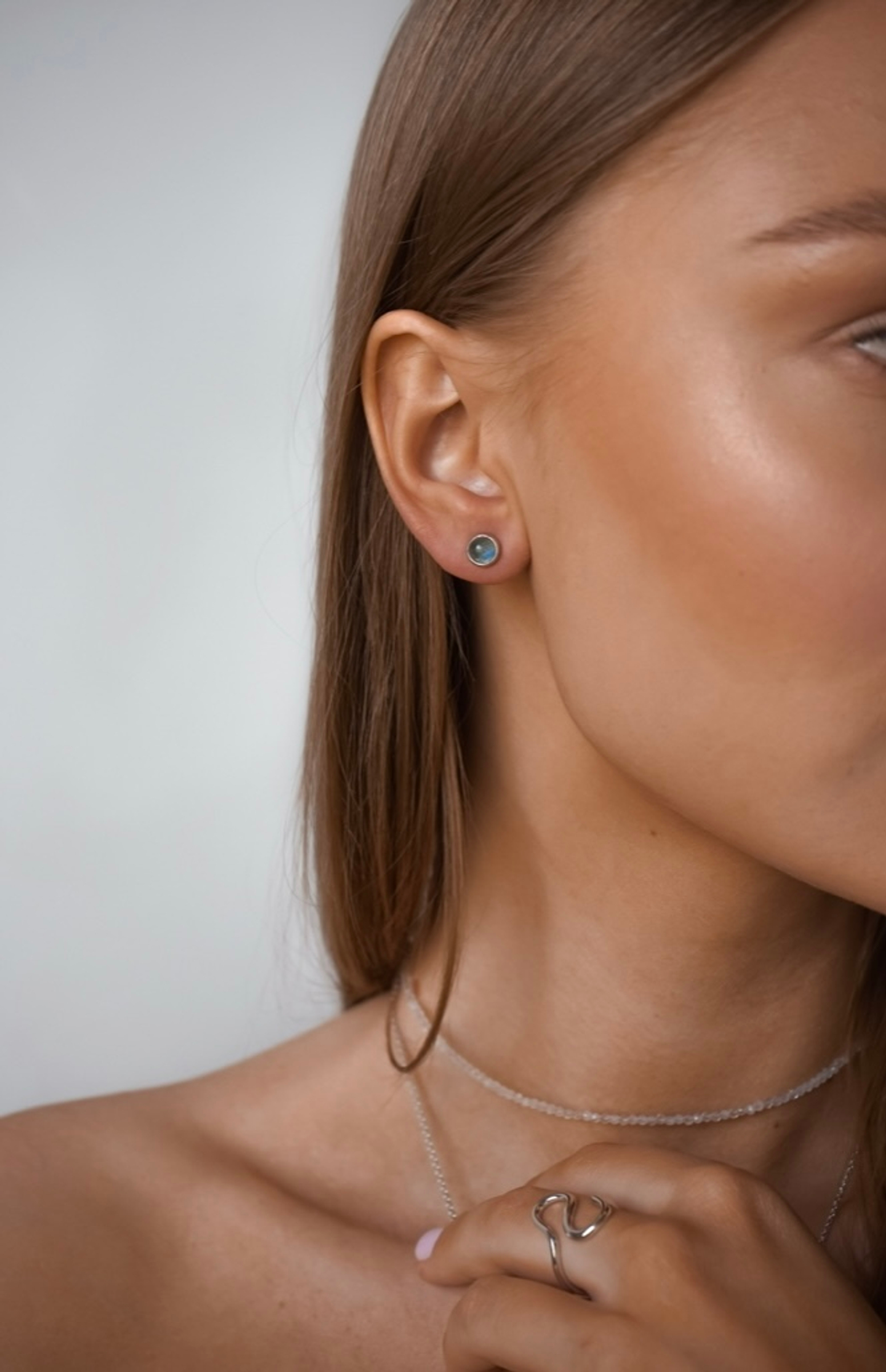 Пусеты мини Sunset с лабрадоритом