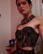 Топ-корсет из тафты черный