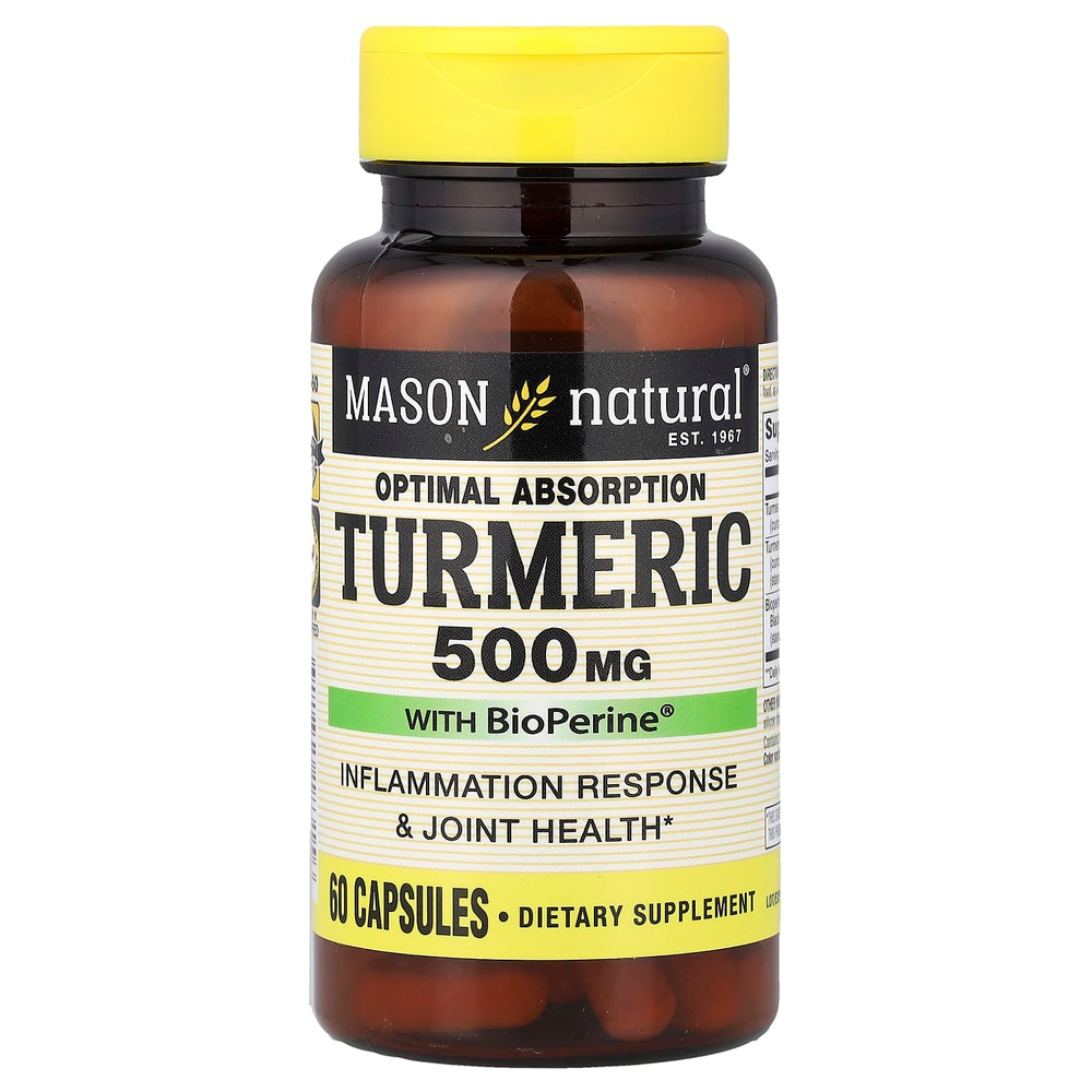 Mason Natural, куркума с BioPerine® для оптимального усвоения, 60 капсул