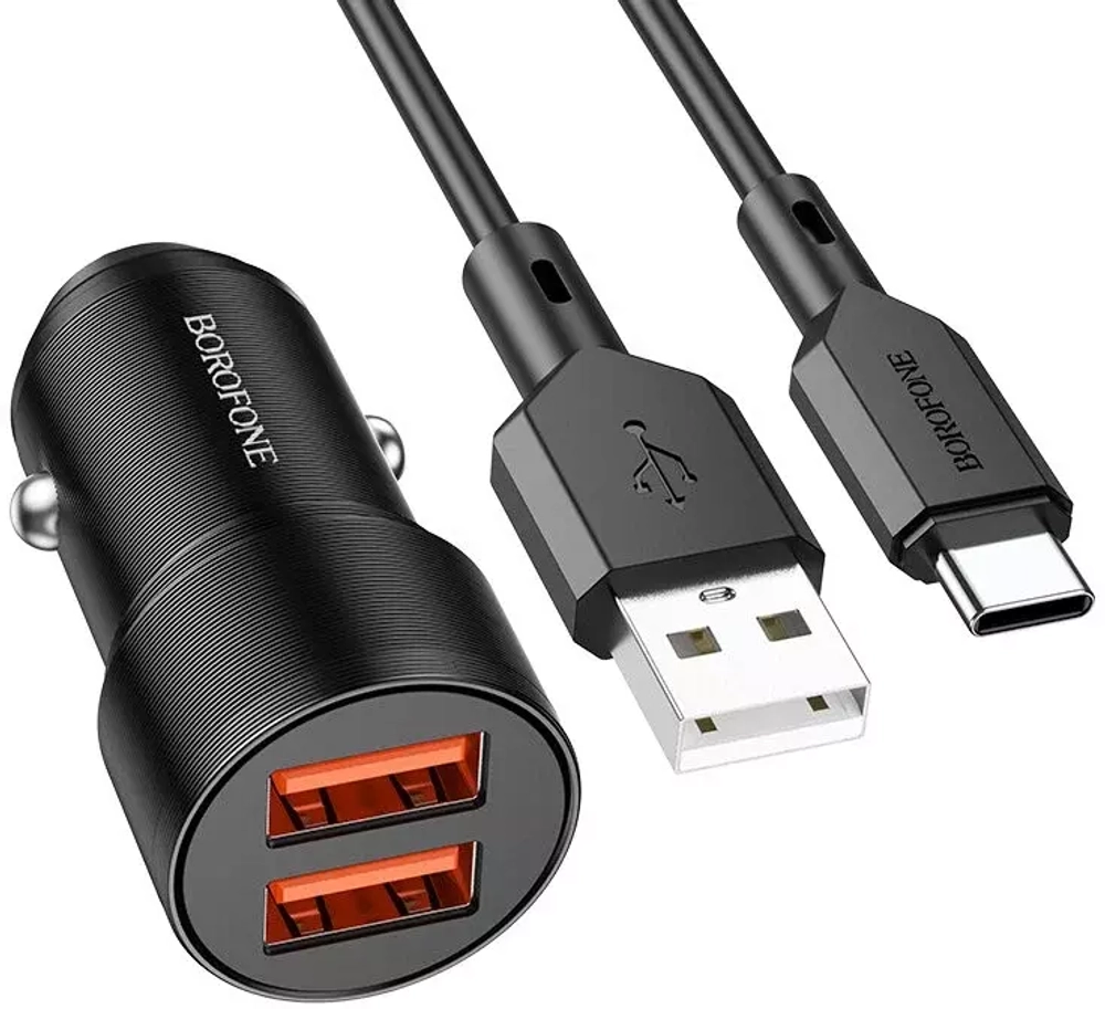 АЗУ с кабелем Type-C 2USB 2.4А BZ19 Borofone black