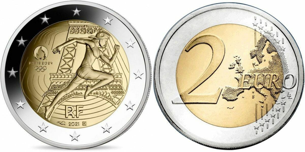 Франция 2 евро, 2021 XXXIII летние Олимпийские игры, Париж 2024 UNC