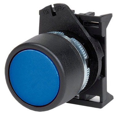 Кнопка плоская прозрачная без фиксации,  синяя