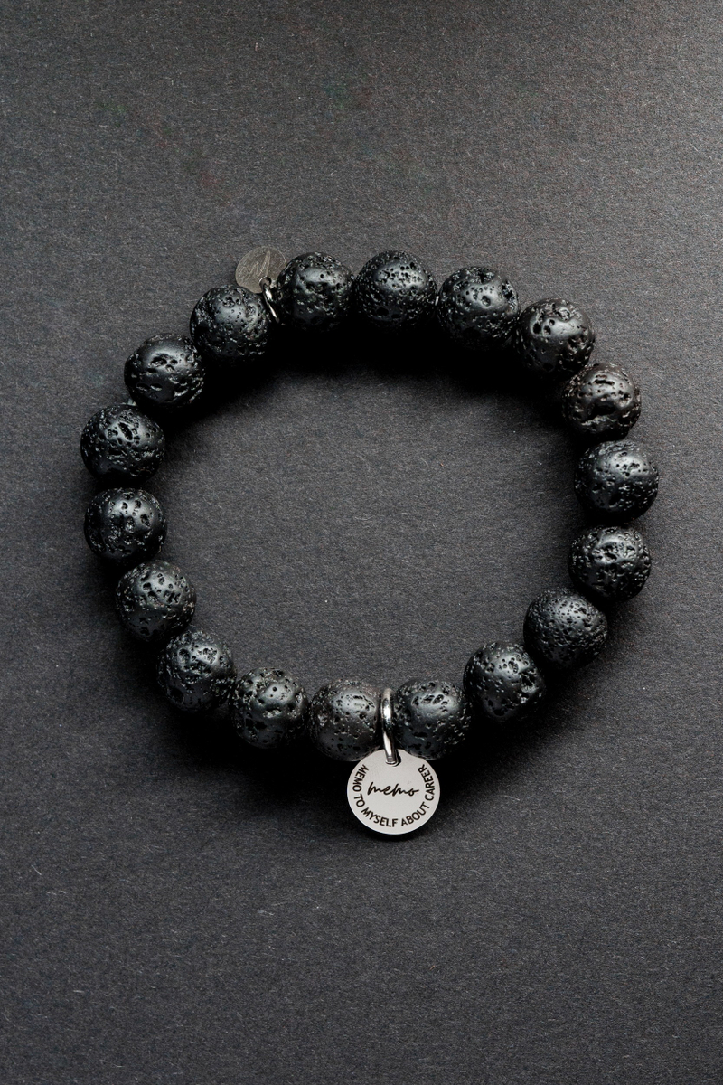 Браслет "Memo about Intention" из вулканической лавы 8 мм с подвеской