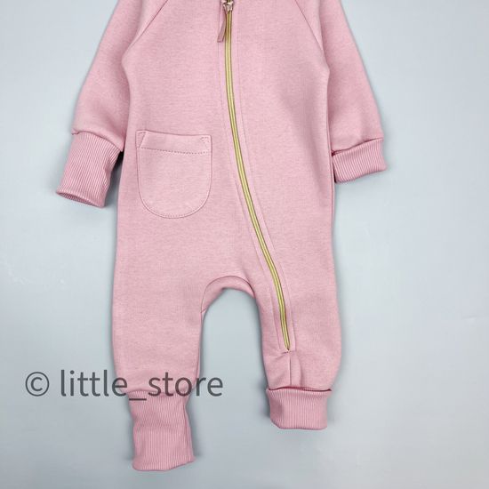 Комбинезон из футера с начесом "Simple" Пудра, без капюшона