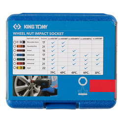 KING TONY (44904MP01) Набор глубоких ударных торцевых головок 1/2", шестигранные, 15, 17, 19, 21 мм