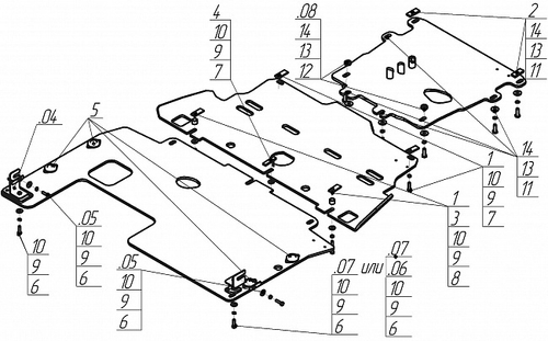 Усиленная защита Motodor картера двигателя, кпп, разд. коробки. 8 мм, алюминий. для Land Rover Discovery IV 2009-2017 арт.383203