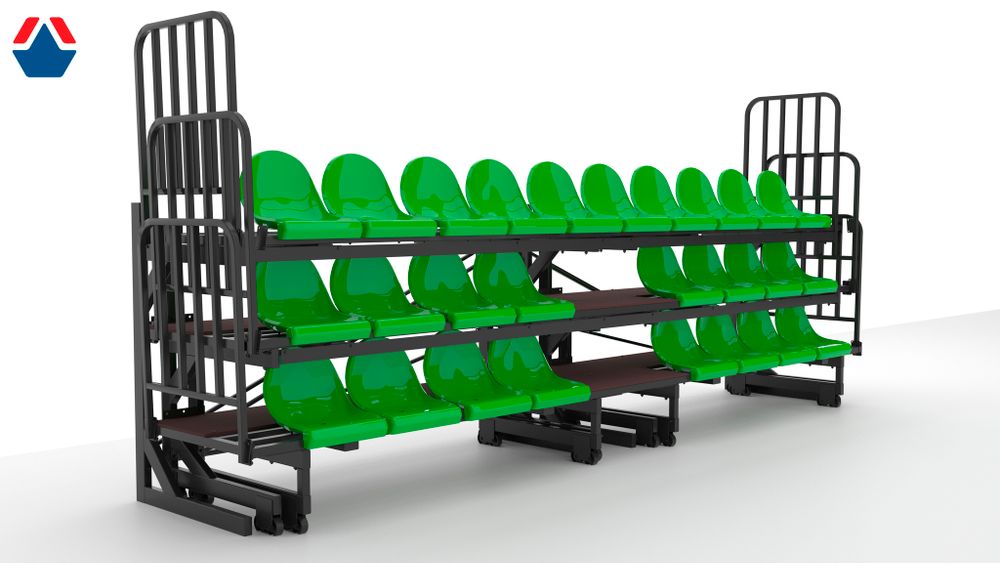 Трибуна телескопическая 3-х рядная на 26 мест