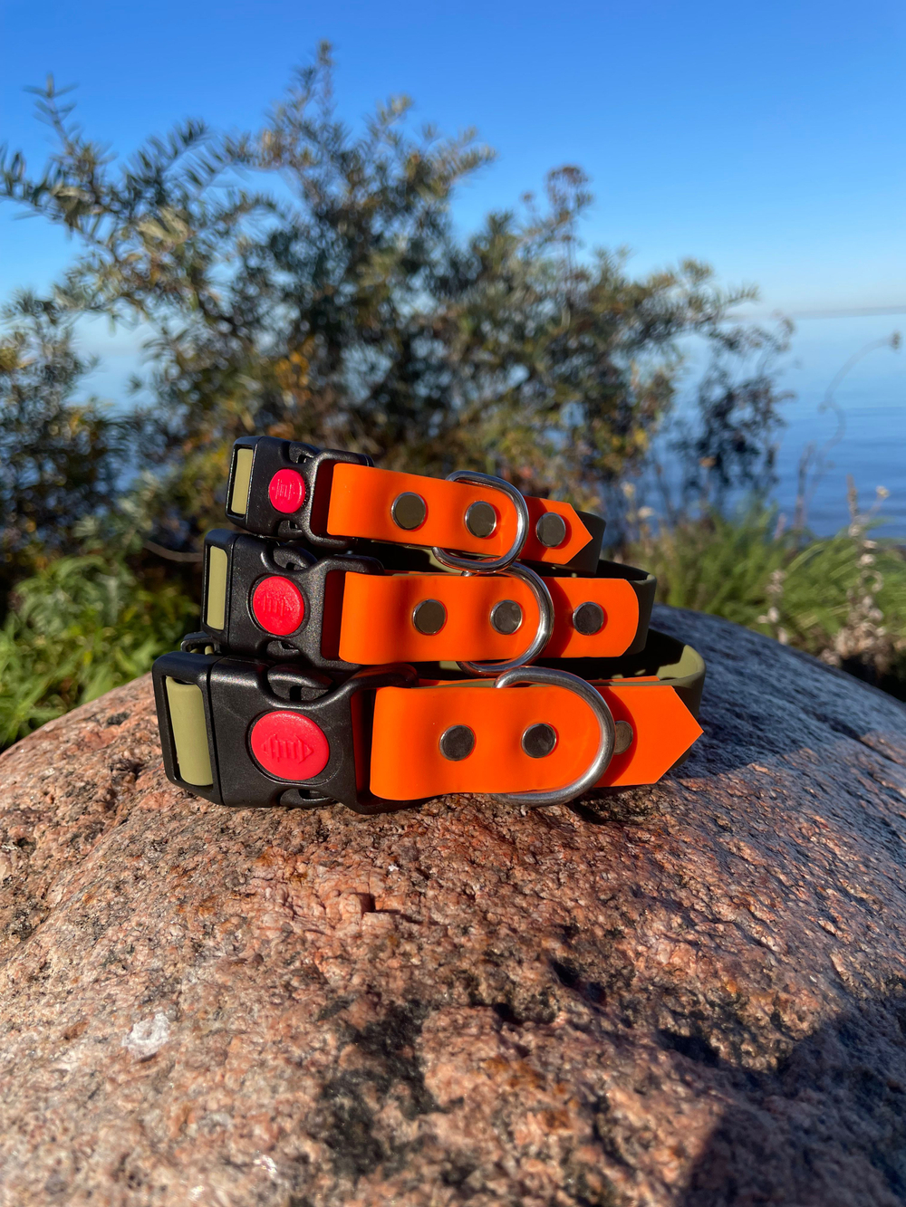 Ошейник из мягкого биотан, 20 мм (25-40 см.) Хаки и оранжевый. Срез ромб.