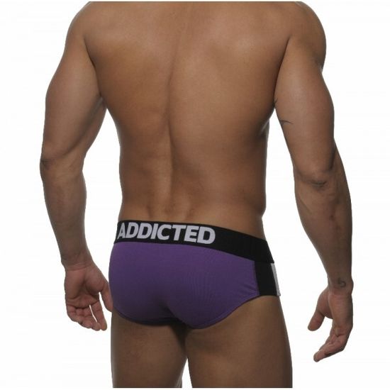 Мужские трусы брифы фиолетовые Addicted purple sportive stripes brief H71