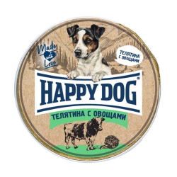 Happy Dog консервы для собак с телятиной и овощами 125 г паштет (ал.баночка) (Россия) Natur Line