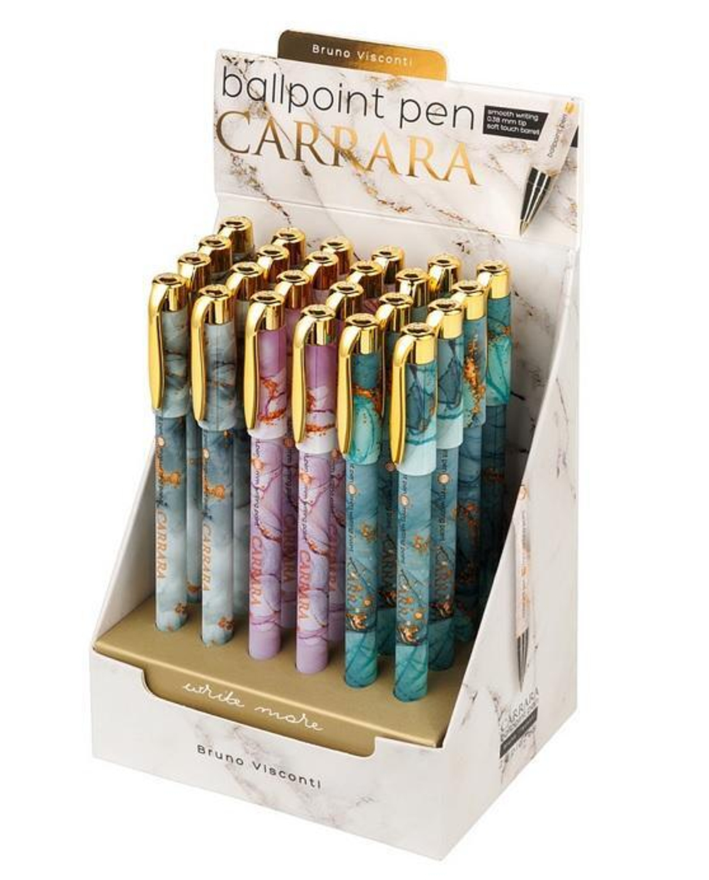 Ручка шарик. 0,38мм. синяя "Carrara. Bright" 3 вида (BrunoVisconti)