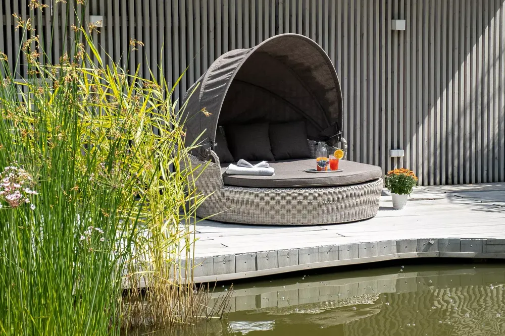 "Стильяно" плетеная кровать круглая, цвет бежевый