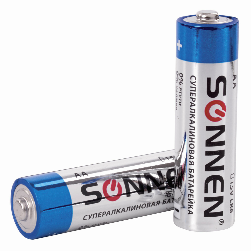 Батарейки комплект 10 шт. SONNEN Super Alkaline АА (LR6 15А) алкалиновые пальчиковые в коробке (6 штук в упаковке)