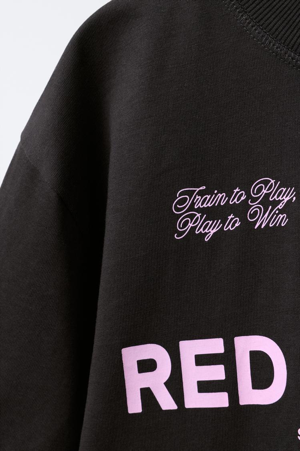 ZARA ФУТБОЛКА С ПРИНТОМ В СТИЛЕ ПРЕППИ, АНТРАЦИТОВО-СЕРЫЙ