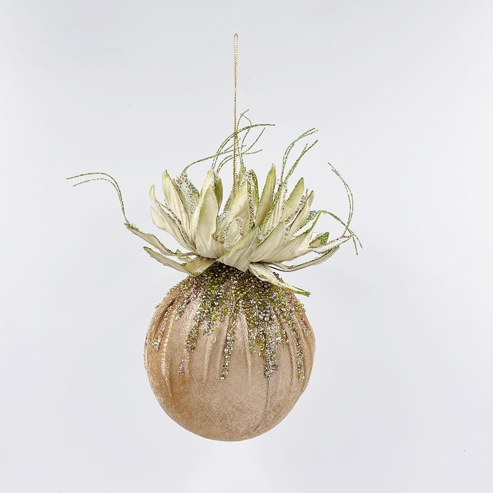 Елочная игрушка Цветок кактуса 10см ChristmasDeLuxe premium collection бежевый