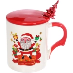 Кружка керамическая 450мл «Новогодние чудеса» с крышкой и ложкой