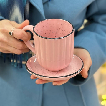 Чайная пара "Люби", 0,35л, цвет розовый