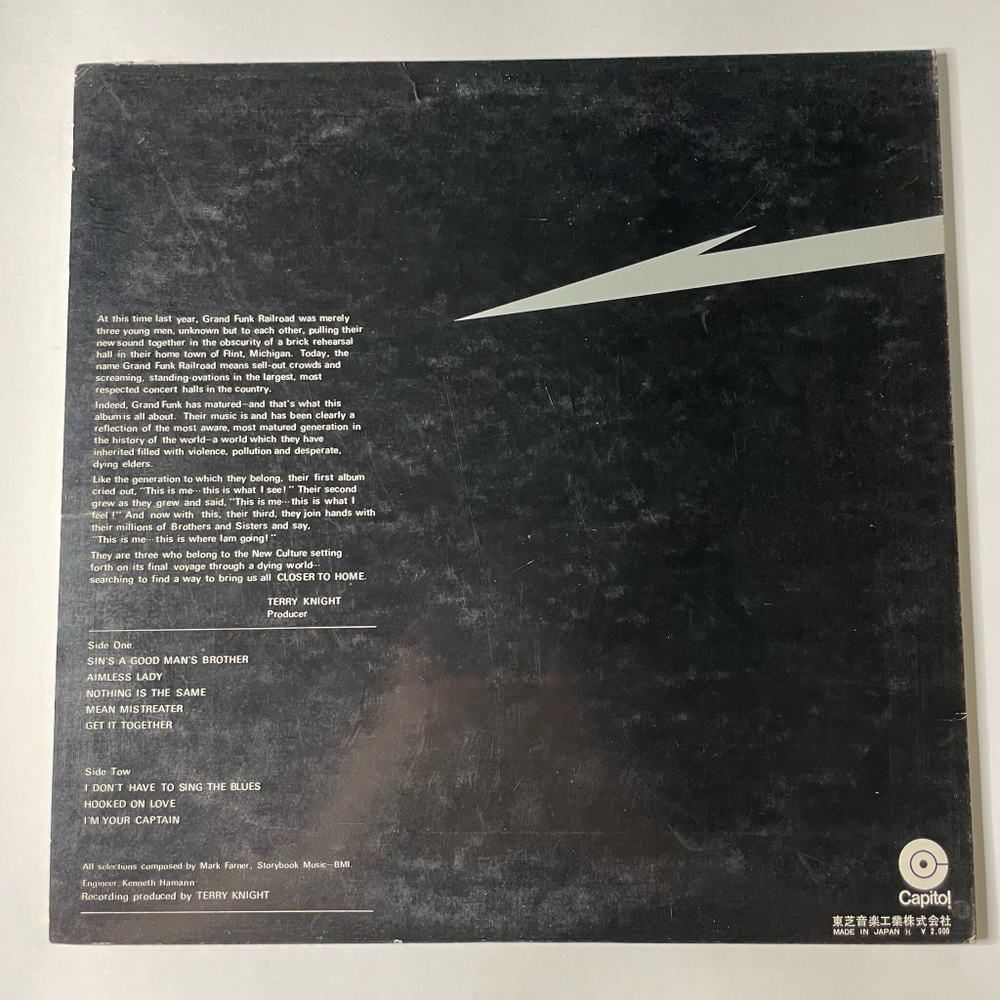 Винтажная виниловая пластинка LP Grand Funk Railroad Closer To Home (Japan 1970) (No Obi)