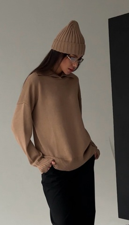 Свитер OVER на пуговицах (бежевый)