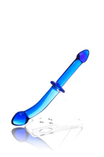 Фаллоимитатор двусторонний Sexus Glass стеклянный, синий, 24 см (Цвет: синий)