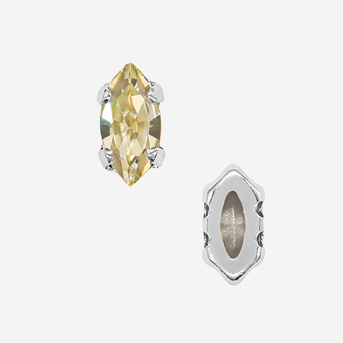 Кристалл Маркиз (Marquise Fancy Stone) в цапах, оттенок "Лимонад"/"Jonquel", 6*3мм, родирование