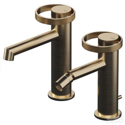 Смеситель для раковины Gessi Anello, низкий, однорычажный, без донного клапана цвет Warm Bronze Brushed PVD