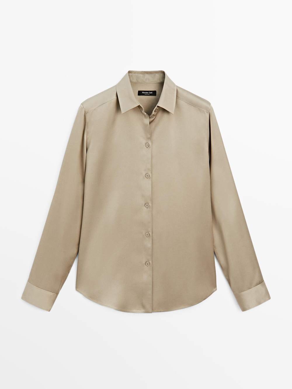 Massimo Dutti Струящаяся атласная рубашка, бежевый