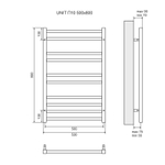 Полотенцесушитель электрический Lemark Unit LM45810E П10 500x800, левый/правый