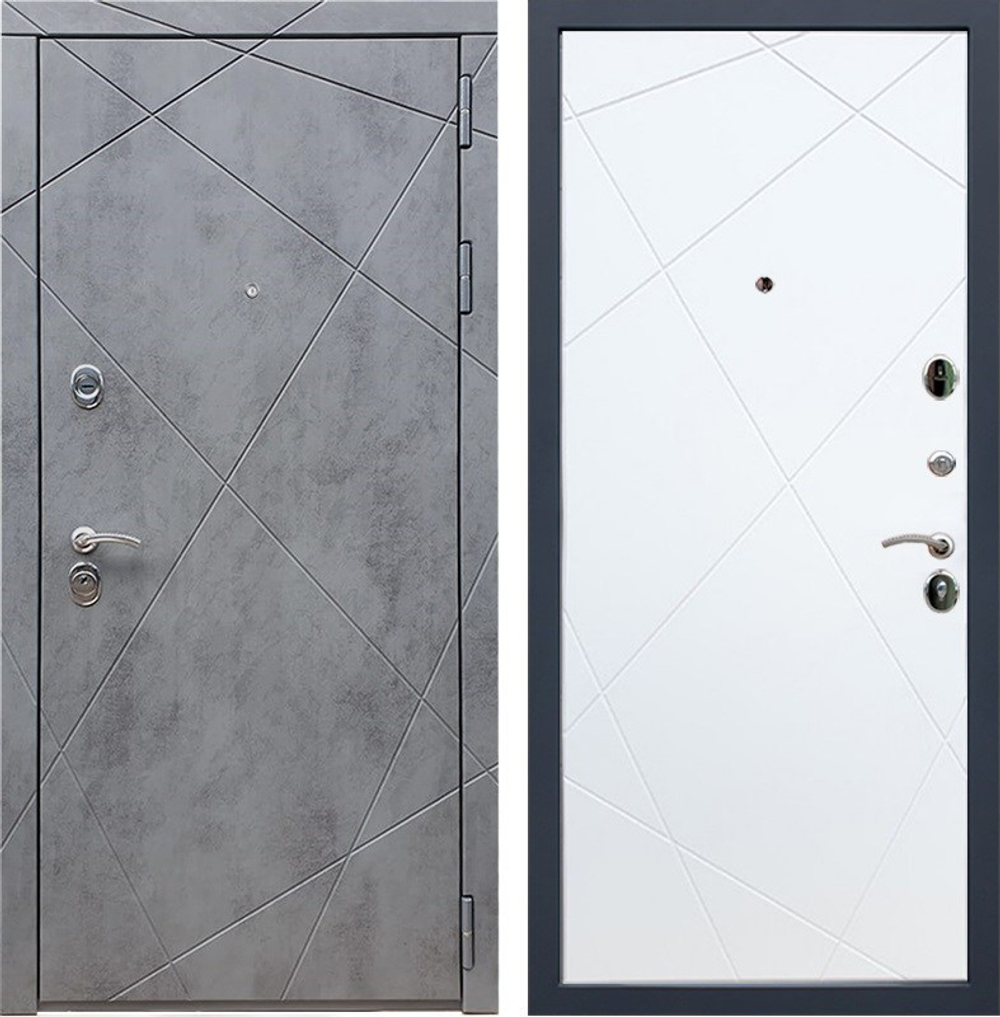 Входная металлическая дверь RеX (РЕКС) 13 Бетон темный / ФЛ 291 (Лучи) Силк сноу (белый матовый, без текстуры)