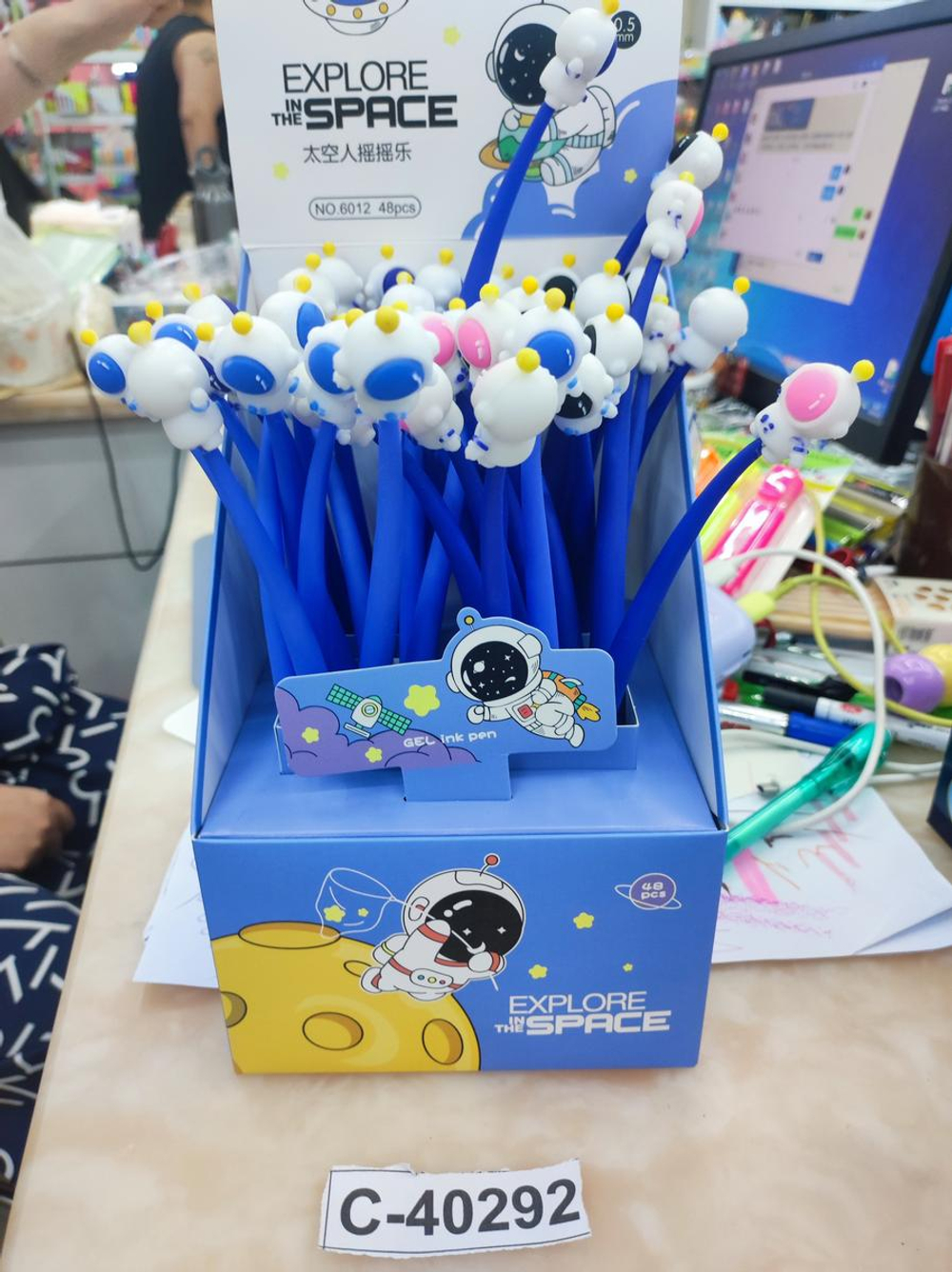 Ручка гелевая "Космонавт", 0,5 мм, синяя, силиконовый гибкий корпус, 4 цвета микс, С-40292