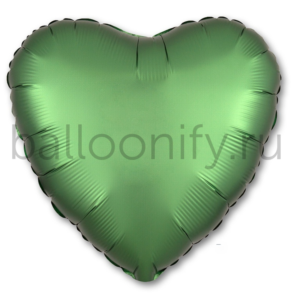 Фольгированная фигура, сердце, 18"/46СМ Сатин Emerald