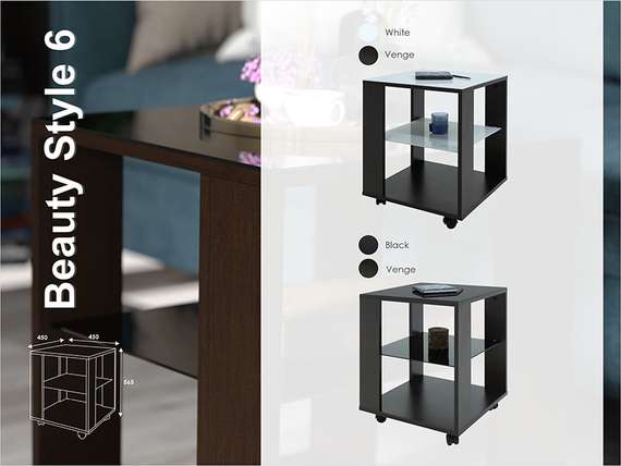 Стол журнальный BeautyStyle 6 венге/стекло белое