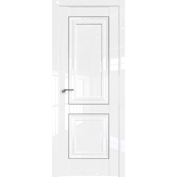 Фото межкомнатной двери экошпон Profil Doors 27L белый люкс глухая с серебряным молдингом