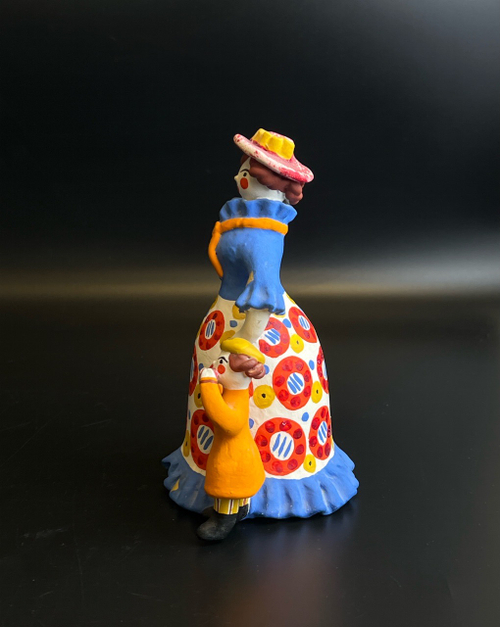 Авторская Дымковская игрушка Барыня с ребенком, Кормилица. Глина, ручная лепка и роспись, Киров-Дымка, винтаж 1970-1990 гг. Автор С.Г. Житлухина