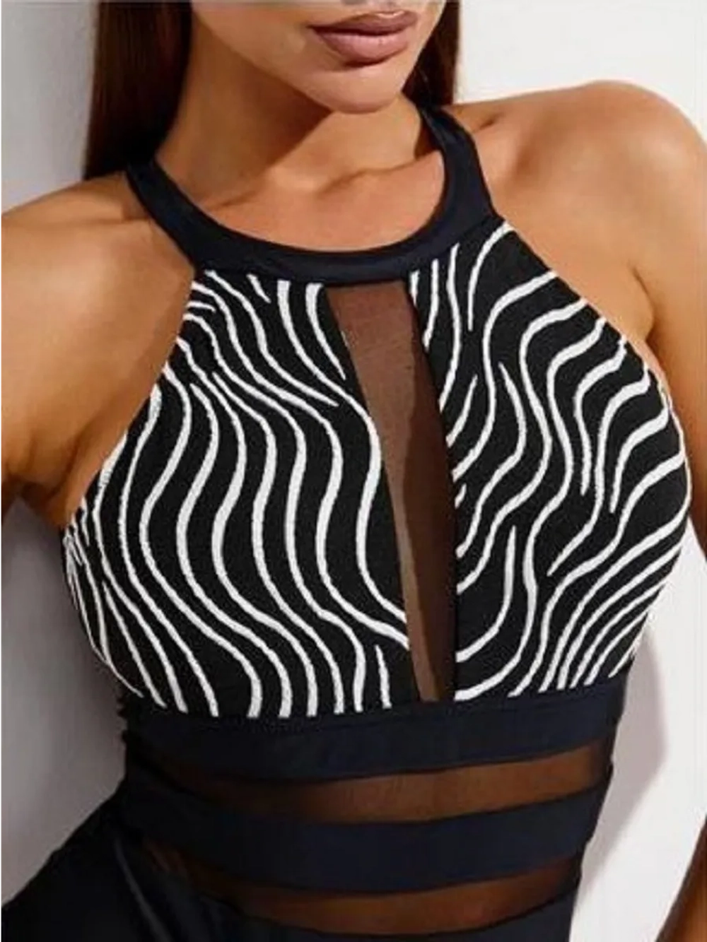 Купальник слитный зебра