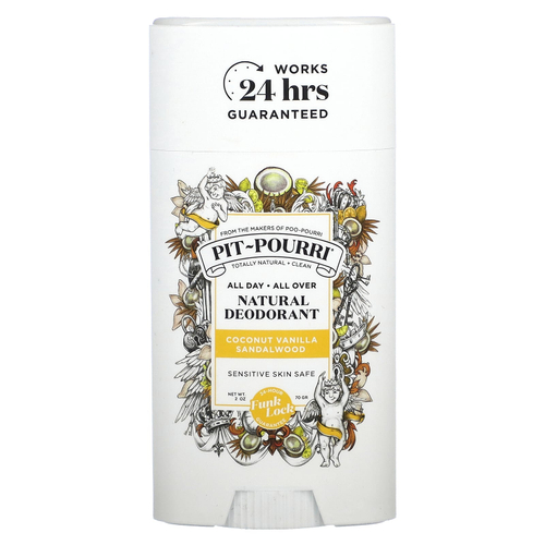 Poo-Pourri, Pit-Pourri®, натуральный дезодорант, кокос, ваниль и сандаловое дерево, 70 г (2 унции)