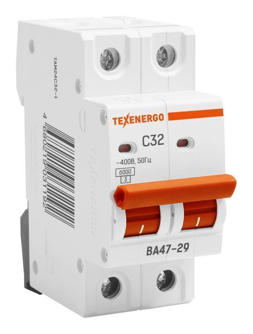 Автоматический выключатель ВА47-29 2п 32А 6кА Texenergo хар-ка С