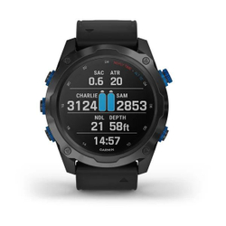 Комплект умные часы Garmin Descent MK2I, титановые с DLC-покрытием и черным ремешком + датчик Descent T1