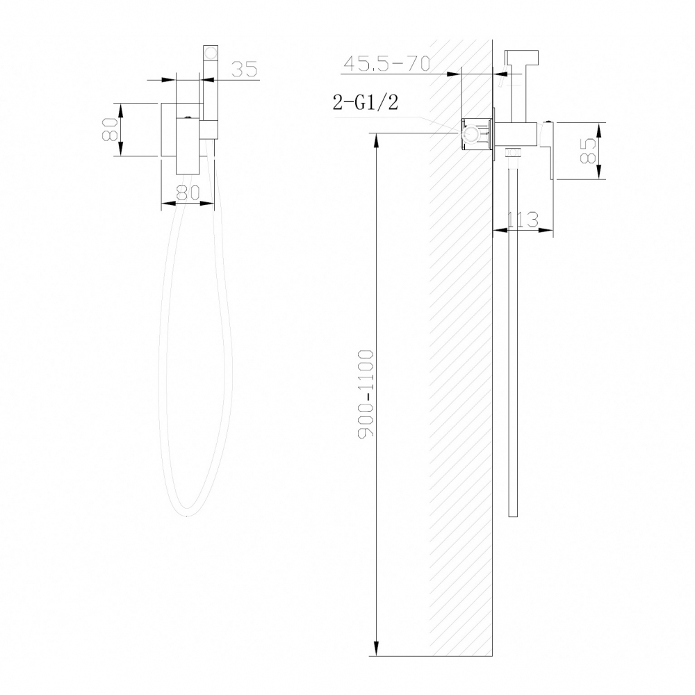 Смеситель ABBER Daheim AF8226G с гигиеническим душем, золото матовое