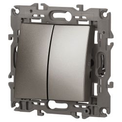 Переключатель ЭРА Elegance 14-1112-16 перекрёстный двойной, 10АХ-250В, титан