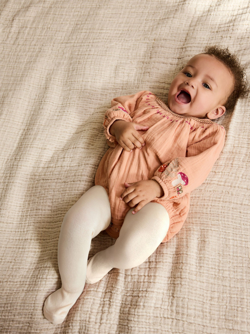 Платье-песочник и колготки в комплекте для девочек Next AN7-952, Персиковый