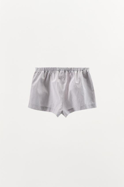ZARA ПИЖАМНЫЕ ШОРТЫ В ПОЛОСКУ, БЕЛЫЙ/БИРЮЗОВЫЙ